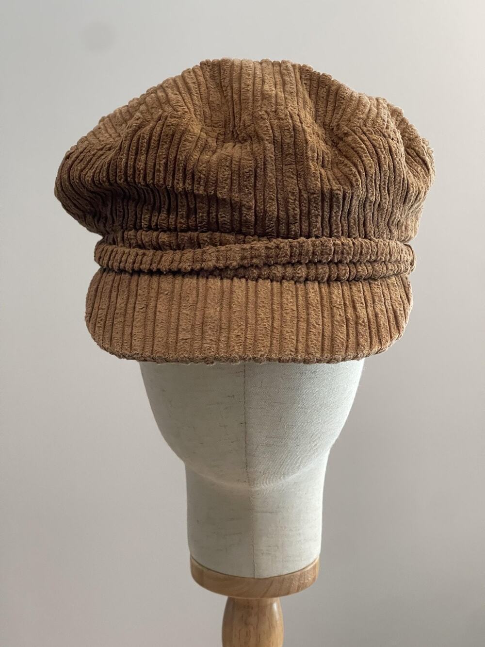 Hat Cap Newsboy Womens One Size Brown Corduroy Lined Insulated Stretch